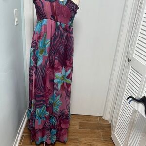 Aryeh Purple and Blue Floral Maxi Dress L